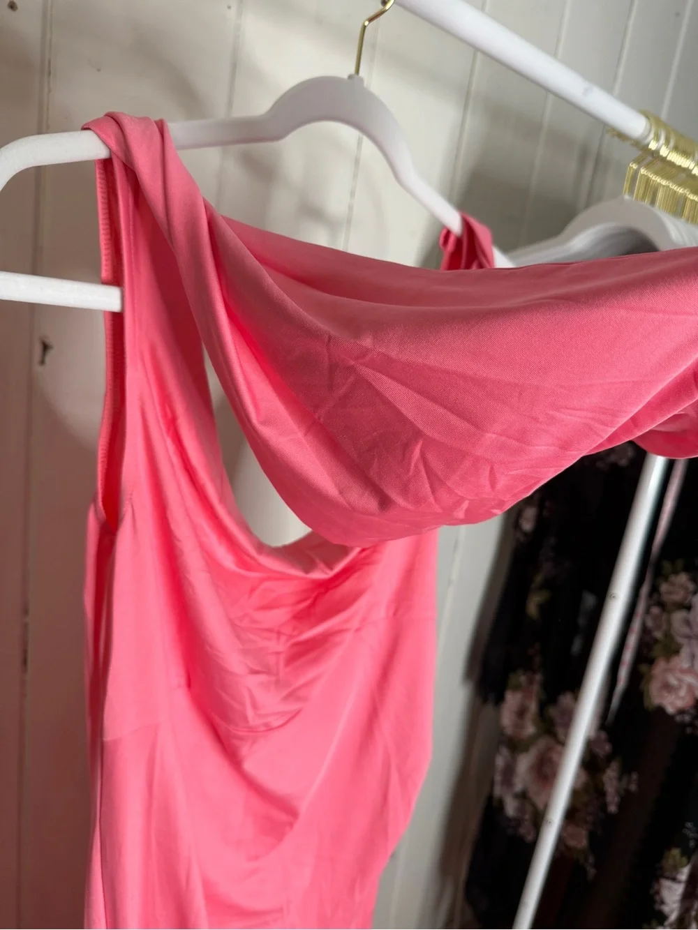 Pink Cowl Neck Maxi Dress